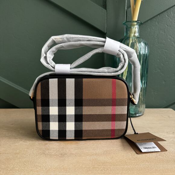 BURBERRY Check Camera Bag Small Black - Picture 1 of 2